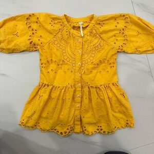 Yellow Eyelet Kids Casual Dress
